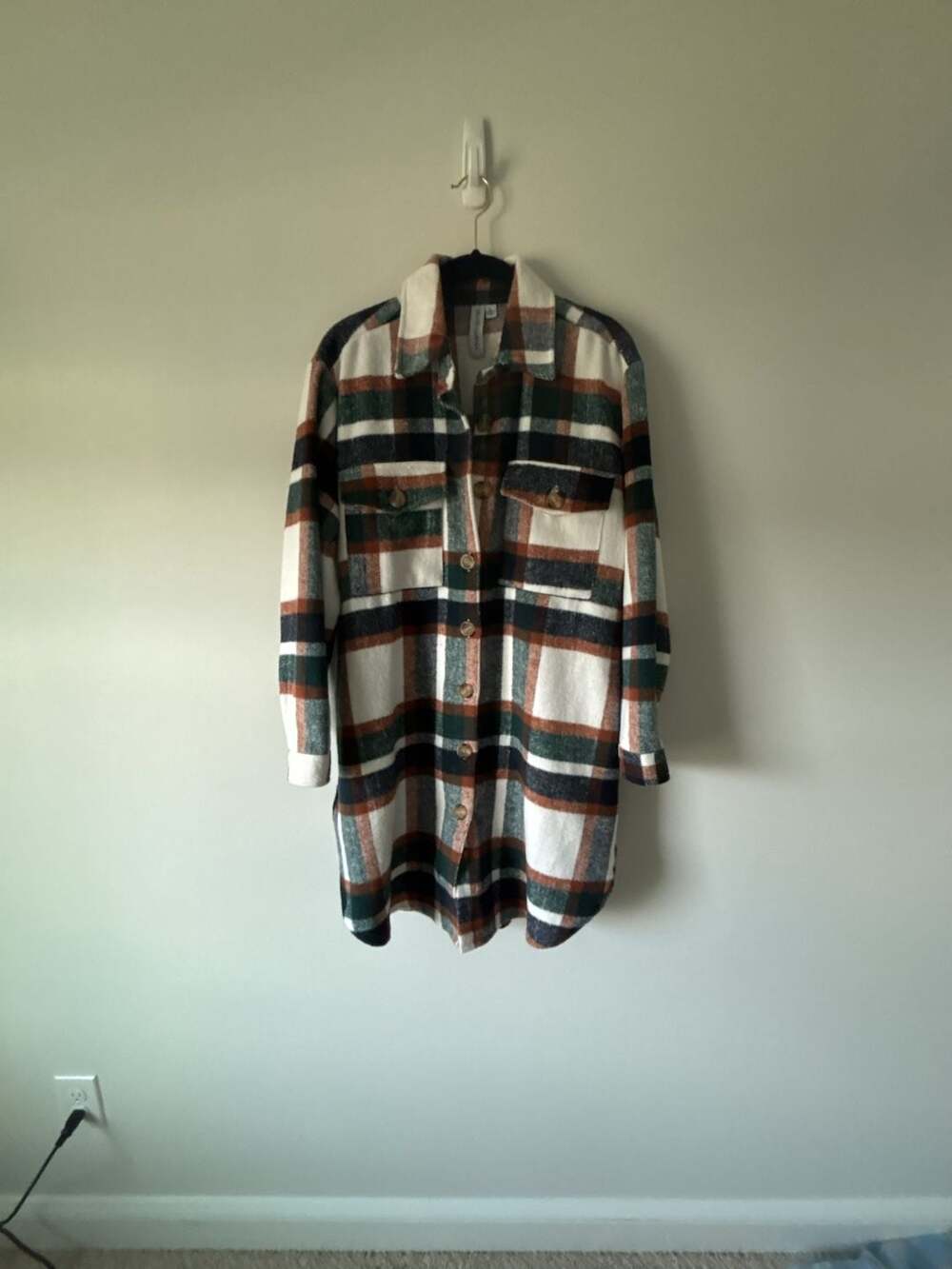 Grace + Karma Women's Plaid Flannel Shacket Jacket Long Sleeve Button Down Size